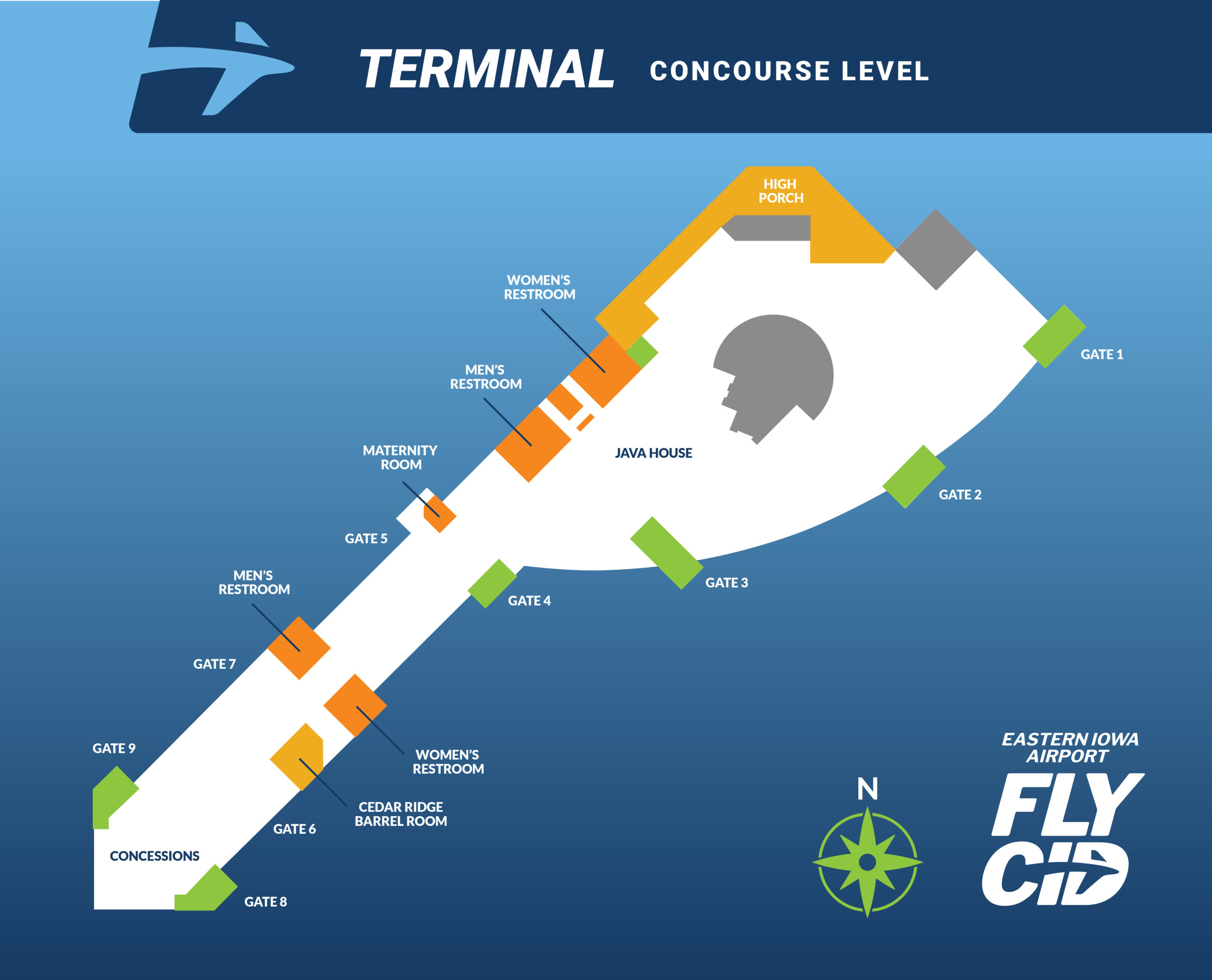 In the Terminal Eastern Iowa Airport Amenities & Terminal Map